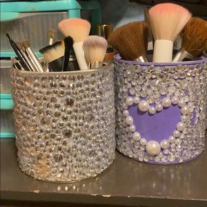 Glitzy makeup brush holders